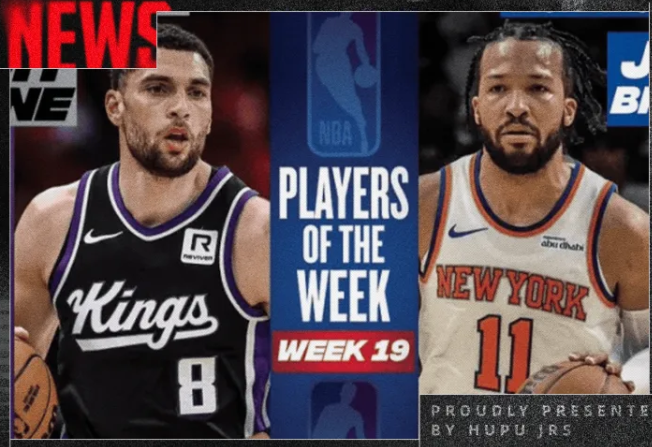 NBA官宣第19周的最佳mvp：东部杰伦-布伦森，西部扎克-拉文